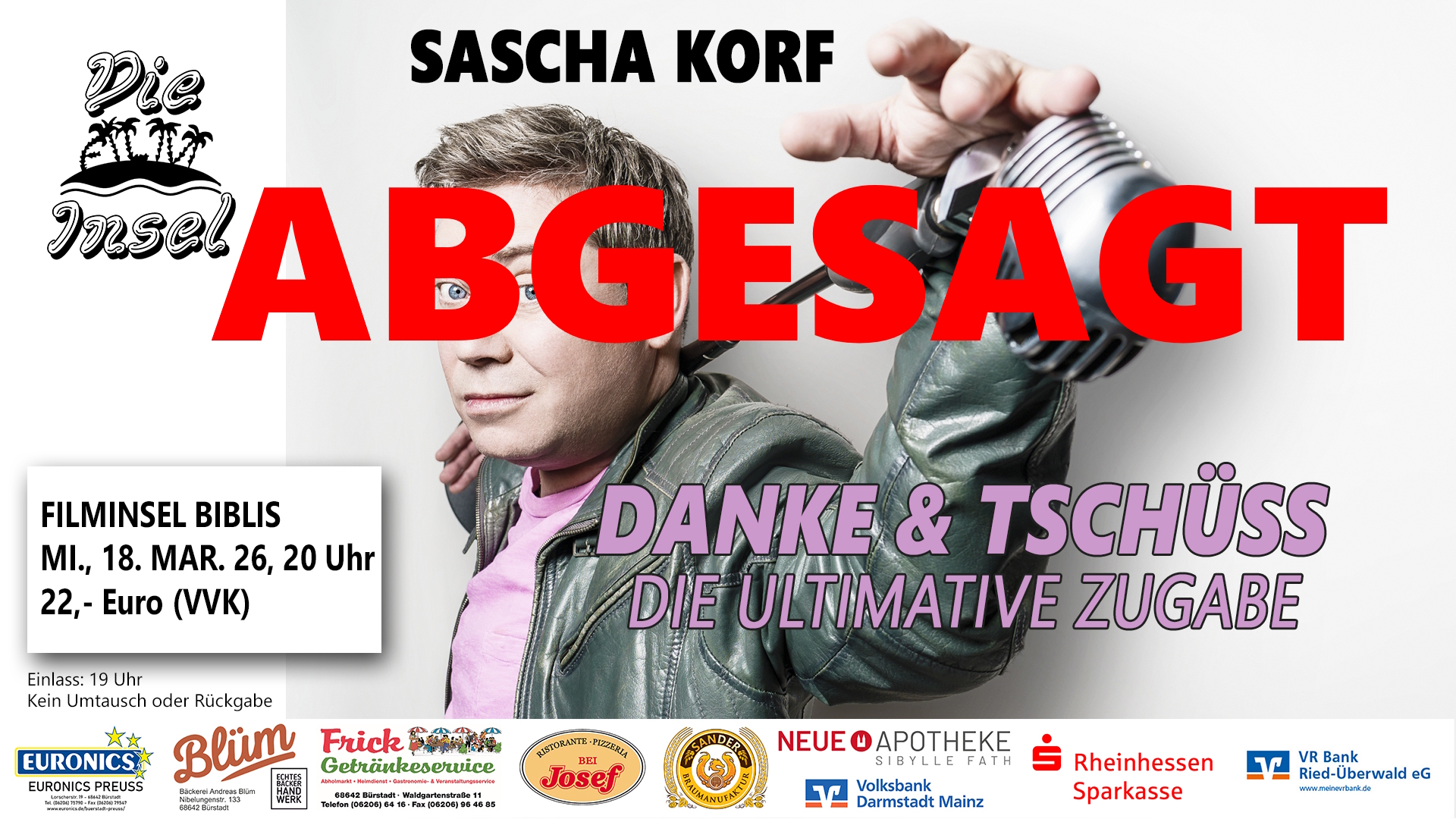 Mehr über den Artikel erfahren Sascha Korf – Danke & Tschüss – ABGESAGT